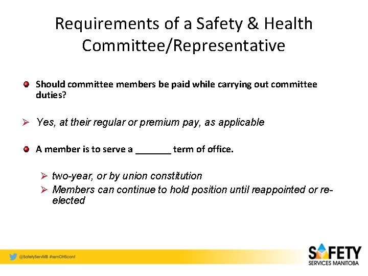 Requirements of a Safety & Health Committee/Representative Should committee members be paid while carrying