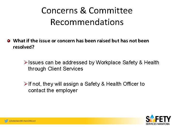 Concerns & Committee Recommendations What if the issue or concern has been raised but