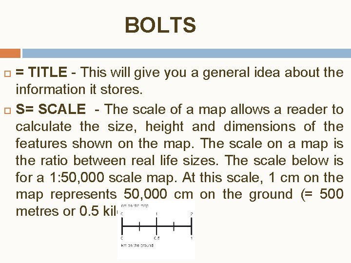 BOLTS = TITLE - This will give you a general idea about the information