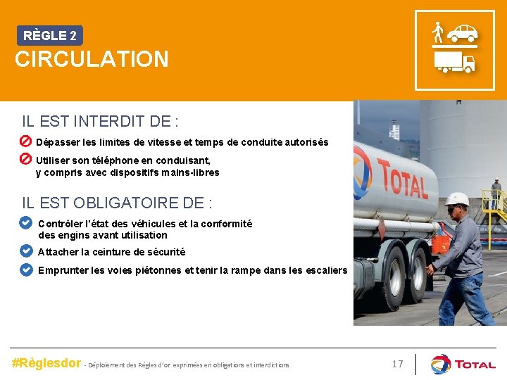 RÈGLE 2 CIRCULATION IL EST INTERDIT DE : Dépasser les limites de vitesse et