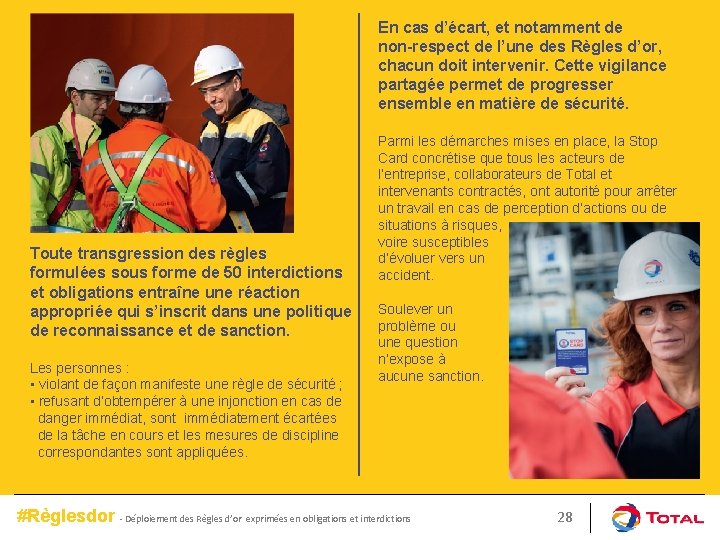 En cas d’écart, et notamment de non-respect de l’une des Règles d’or, chacun doit