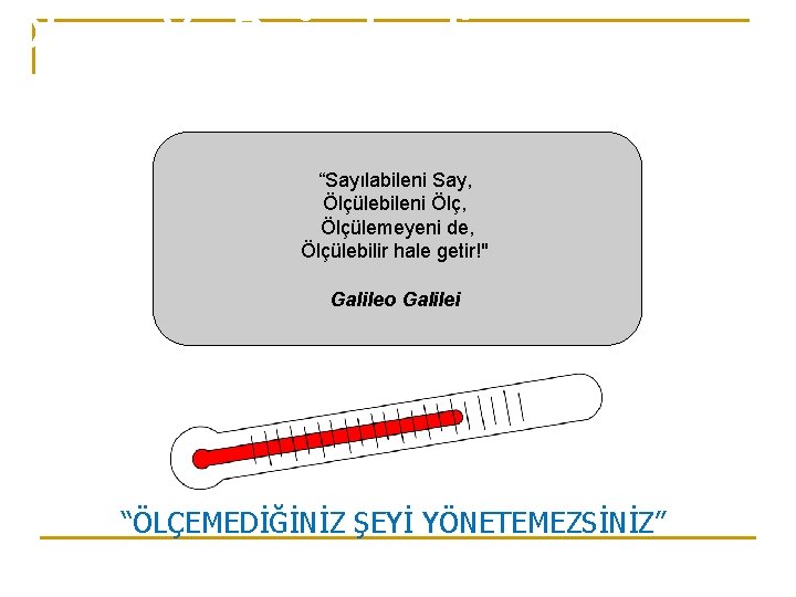 Ölçme Ve Değerlendirme “Sayılabileni Say, Ölçülebileni Ölç, Ölçülemeyeni de, Ölçülebilir hale getir!" Galileo Galilei