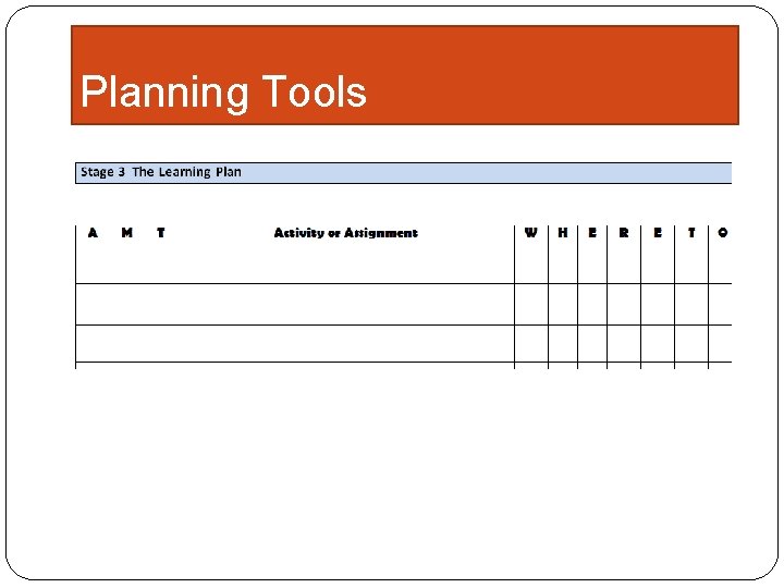 Planning Tools 