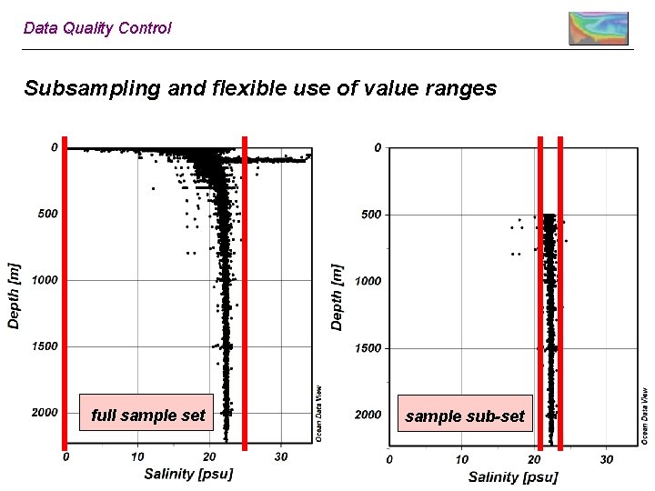 Data Quality Control Subsampling and flexible use of value ranges full sample set sample