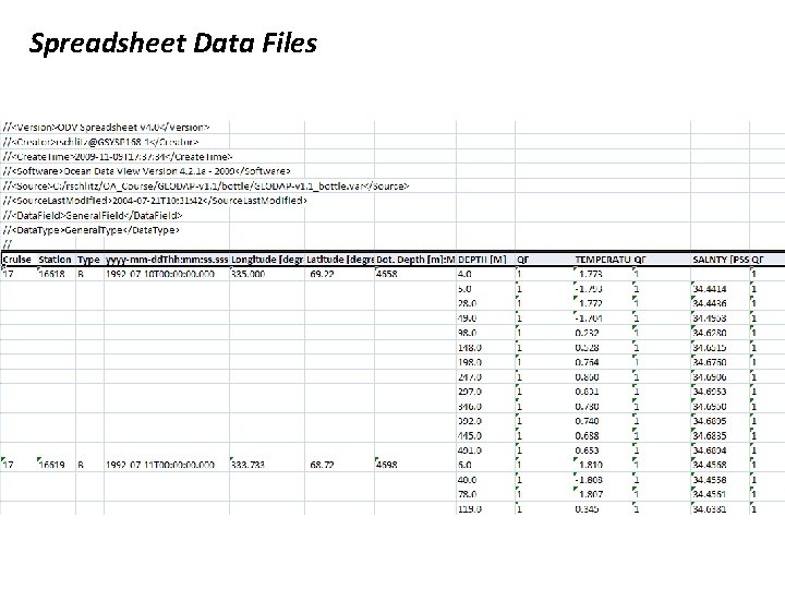 Spreadsheet Data Files 