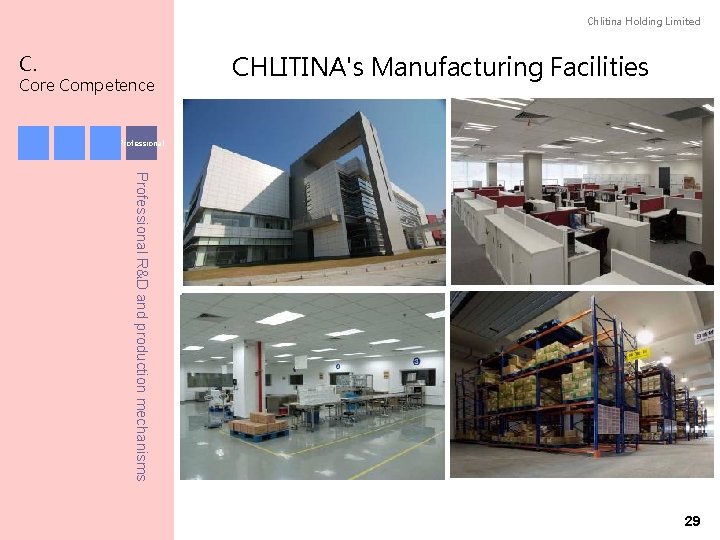 Chlitina Holding Limited C. Core Competence CHLITINA's Manufacturing Facilities Professional R&D and production mechanisms
