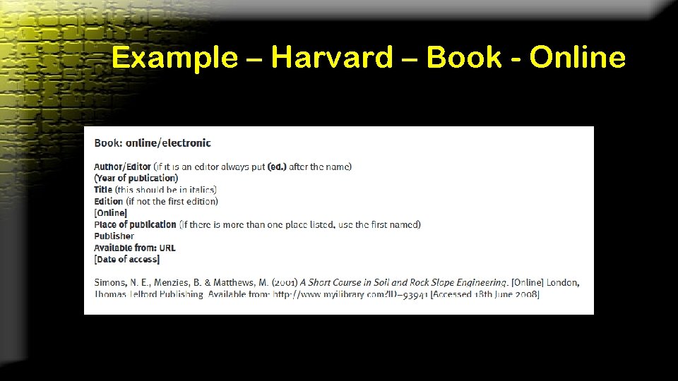Example – Harvard – Book - Online 