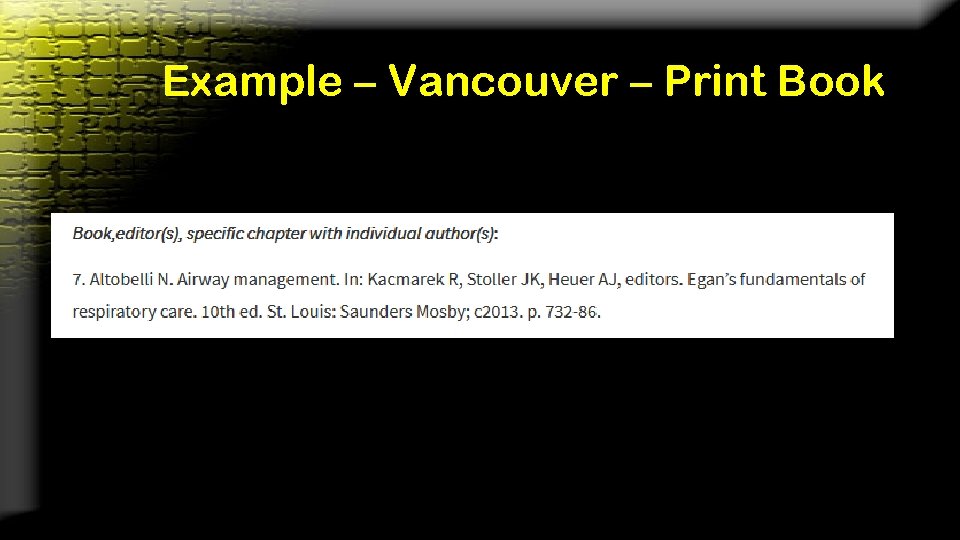 Example – Vancouver – Print Book 