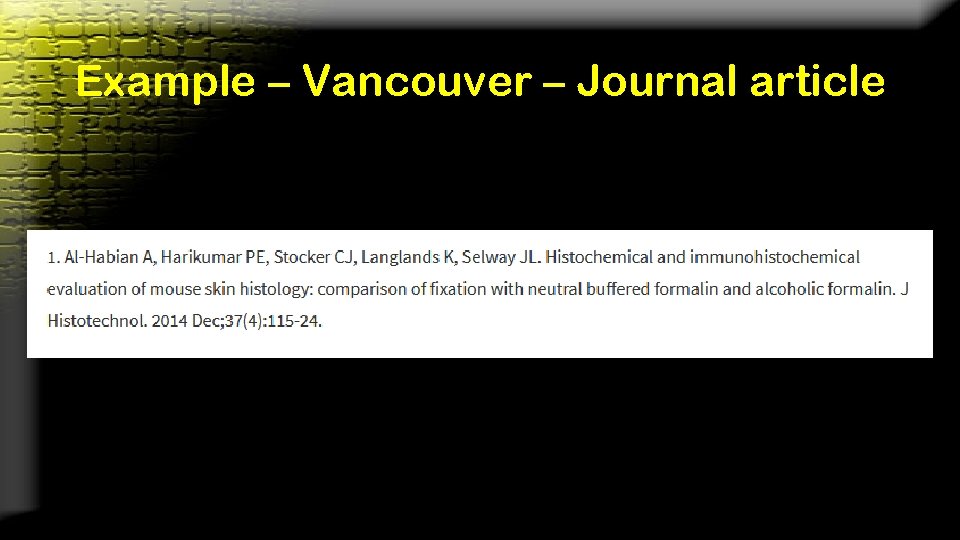 Example – Vancouver – Journal article 