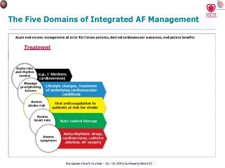 Acute and chronic management of atrial fibrillation patients, desired cardiovascular outcomes, and patient benefits