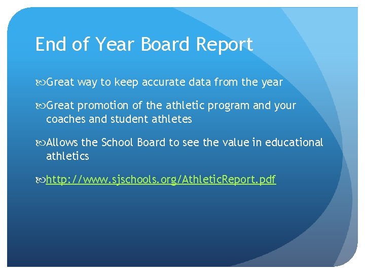 End of Year Board Report Great way to keep accurate data from the year