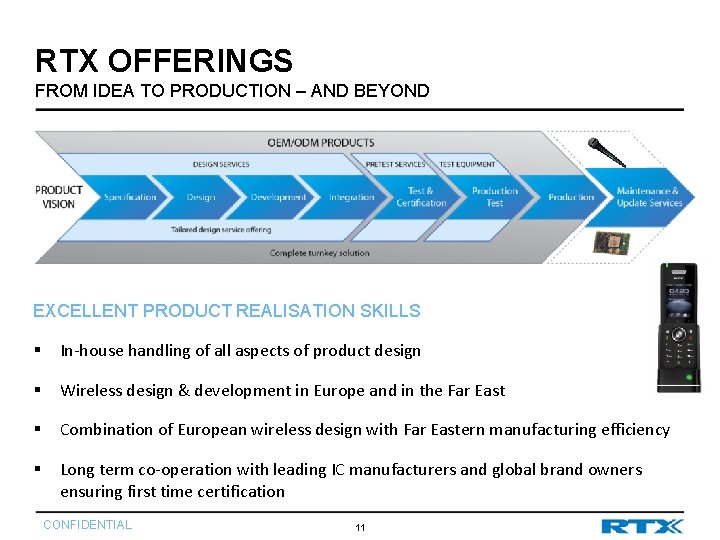 RTX OFFERINGS FROM IDEA TO PRODUCTION – AND BEYOND EXCELLENT PRODUCT REALISATION SKILLS § RTX OFFERINGS FROM IDEA TO PRODUCTION – AND BEYOND EXCELLENT PRODUCT REALISATION SKILLS §