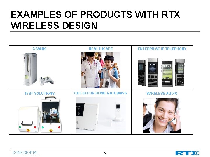EXAMPLES OF PRODUCTS WITH RTX WIRELESS DESIGN GAMING HEALTHCARE ENTERPRISE IP TELEPHONY TEST SOLUTIONS EXAMPLES OF PRODUCTS WITH RTX WIRELESS DESIGN GAMING HEALTHCARE ENTERPRISE IP TELEPHONY TEST SOLUTIONS