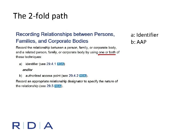 The 2 -fold path a: Identifier b: AAP 