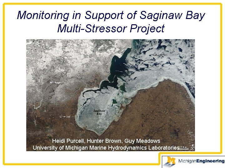 Monitoring in Support of Saginaw Bay Multi-Stressor Project Heidi Purcell, Hunter Brown, Guy Meadows