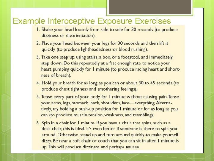 Example Interoceptive Exposure Exercises 