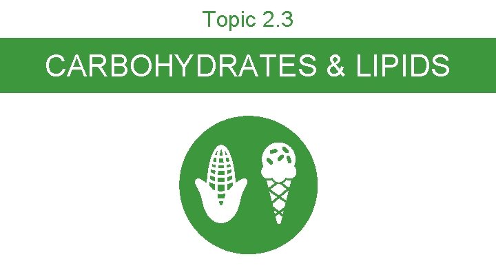 Topic 2. 3 CARBOHYDRATES & LIPIDS 