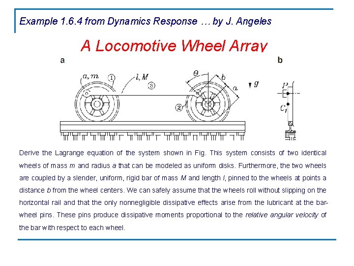Example 1. 6. 4 from Dynamics Response … by J. Angeles A Locomotive Wheel