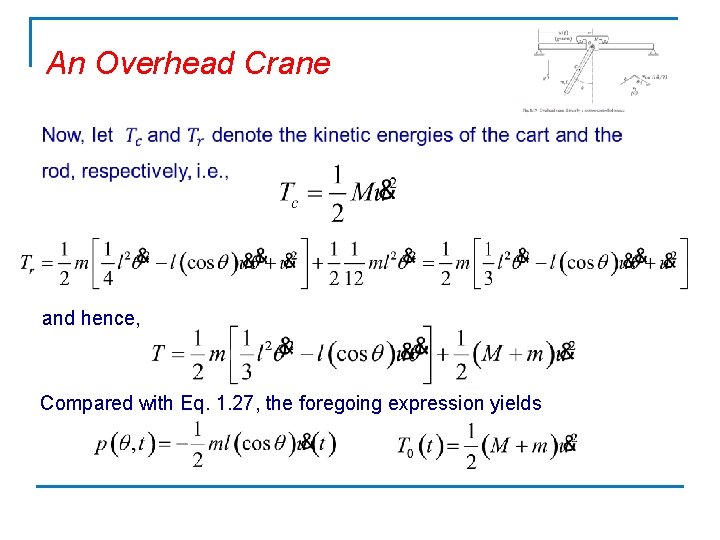 An Overhead Crane and hence, Compared with Eq. 1. 27, the foregoing expression yields