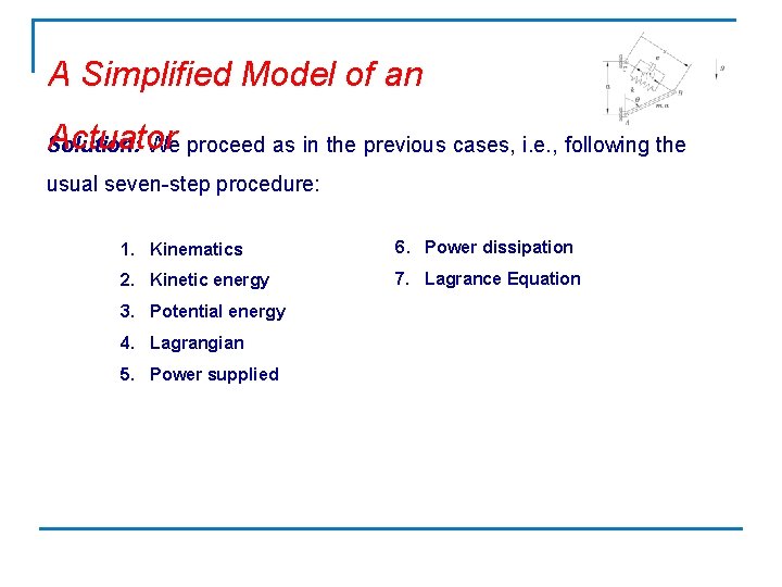 A Simplified Model of an Actuator Solution: We proceed as in the previous cases,