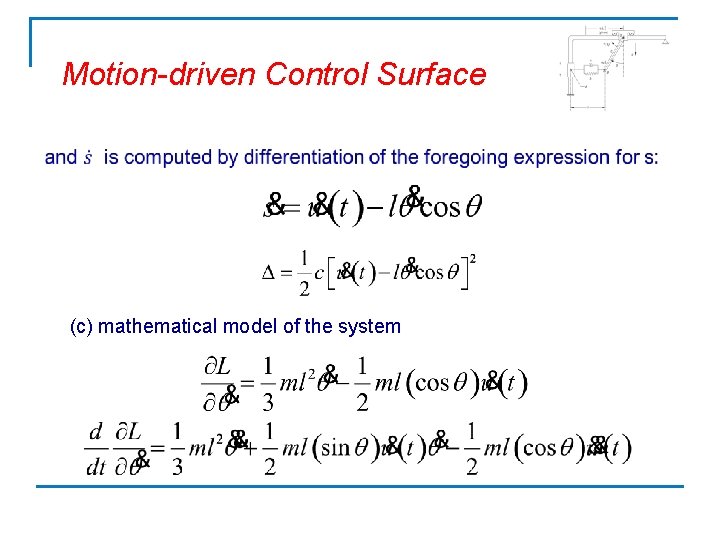 Motion-driven Control Surface (c) mathematical model of the system 
