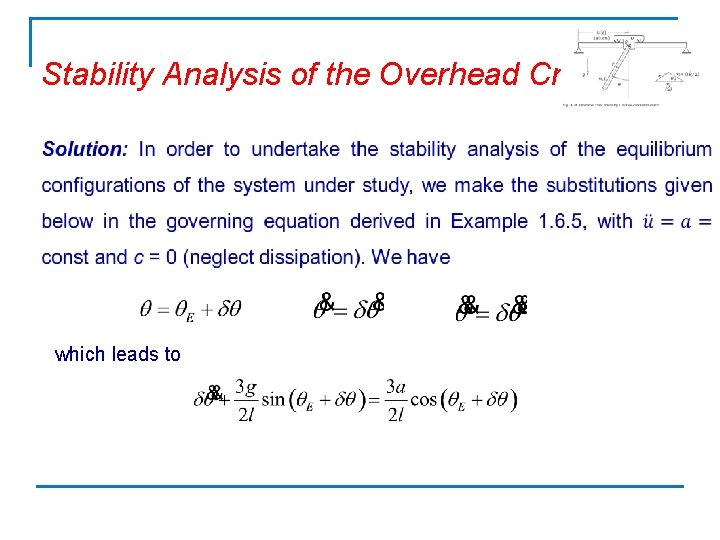 Stability Analysis of the Overhead Crane which leads to 