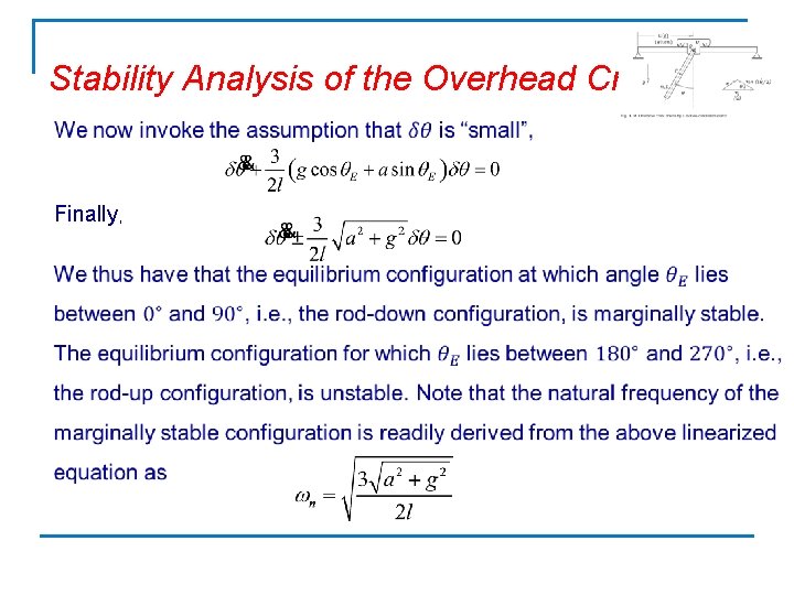 Stability Analysis of the Overhead Crane Finally, 