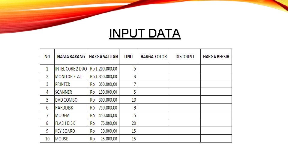 INPUT DATA 