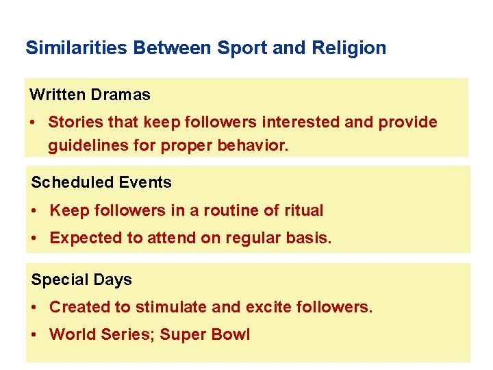 Similarities Between Sport and Religion Written Dramas • Stories that keep followers interested and