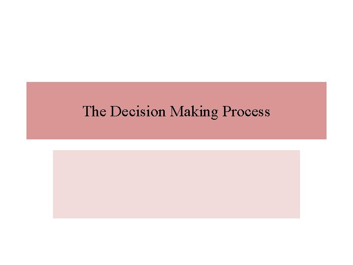 The Decision Making Process 
