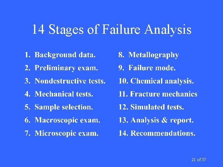 14 Stages of Failure Analysis 21 of 37 