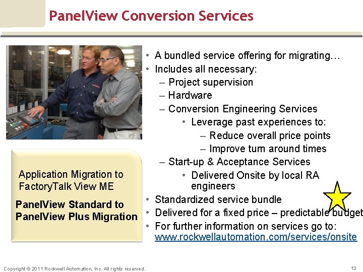 Panel. View Conversion Services • A bundled service offering for migrating… • Includes all