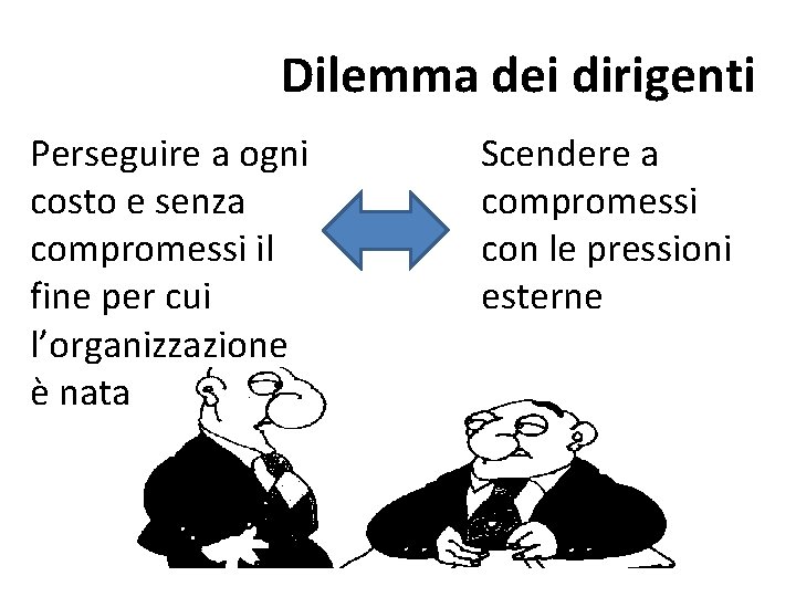 Dilemma dei dirigenti Perseguire a ogni costo e senza compromessi il fine per cui Dilemma dei dirigenti Perseguire a ogni costo e senza compromessi il fine per cui