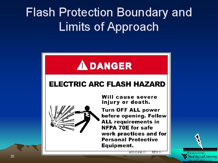 Flash Protection Boundary and Limits of Approach Typical NEC Label 30 