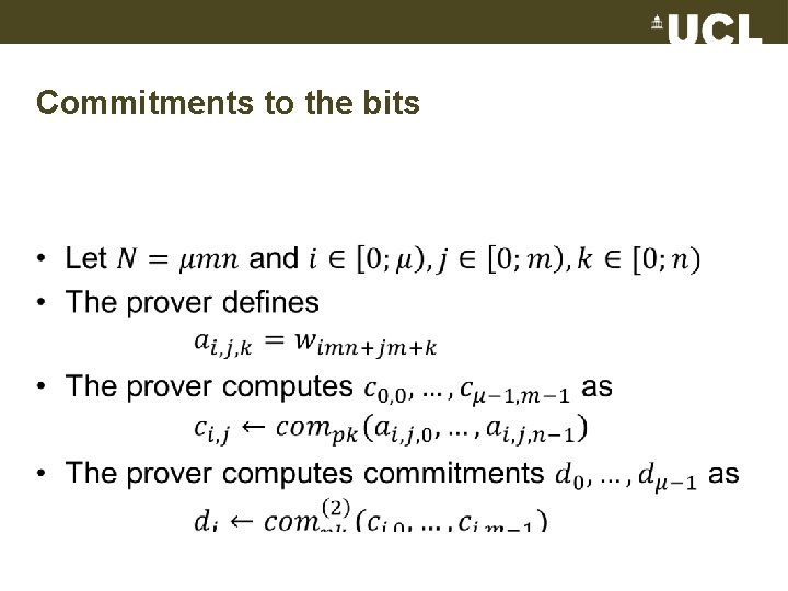 Commitments to the bits • 