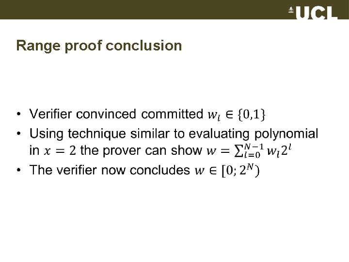 Range proof conclusion • 