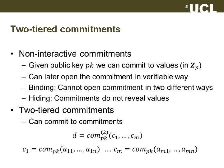 Two-tiered commitments • 