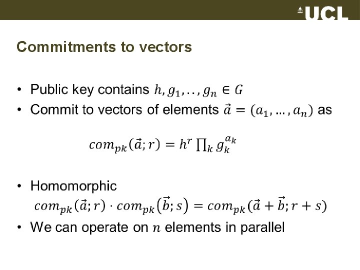 Commitments to vectors • 