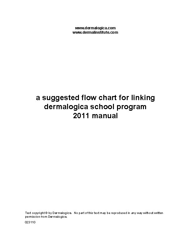 www. dermalogica. com www. dermalinstitute. com a suggested flow chart for linking dermalogica school