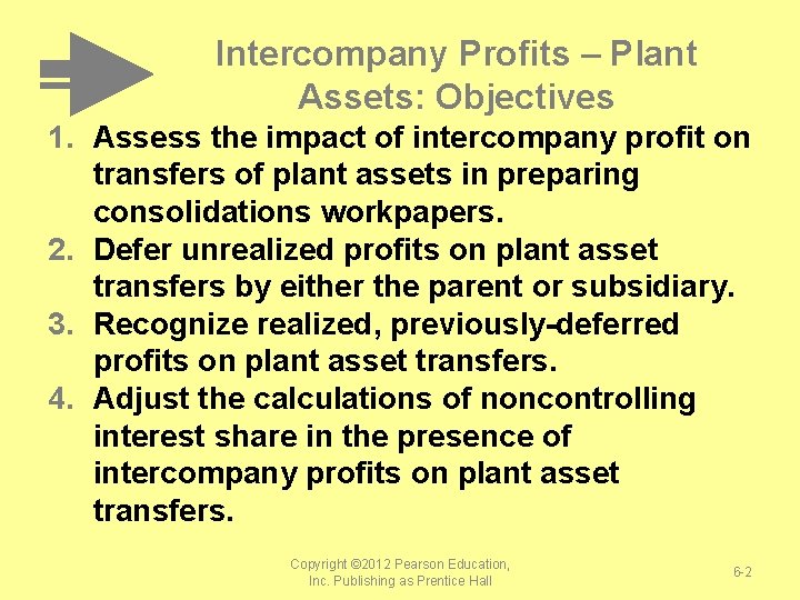 Intercompany Profits – Plant Assets: Objectives 1. Assess the impact of intercompany profit on