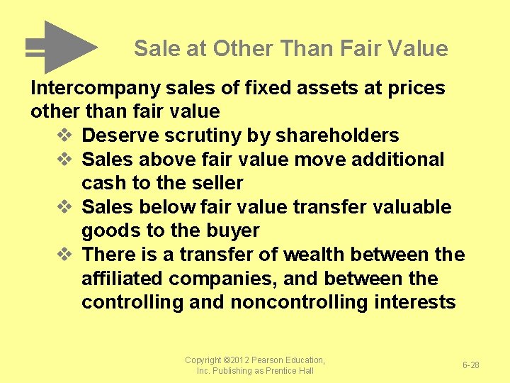 Sale at Other Than Fair Value Intercompany sales of fixed assets at prices other