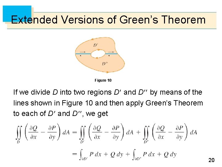 Extended Versions of Green’s Theorem Figure 10 If we divide D into two regions