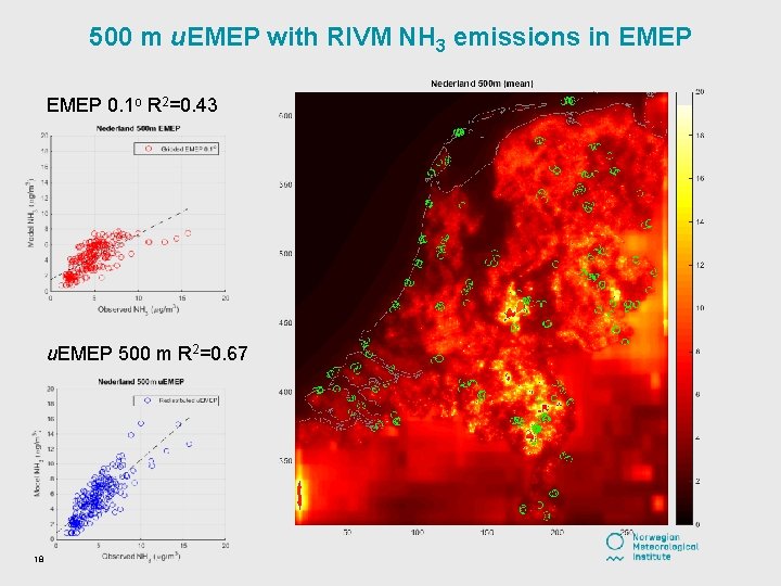 500 m u. EMEP with RIVM NH 3 emissions in EMEP 0. 1 o