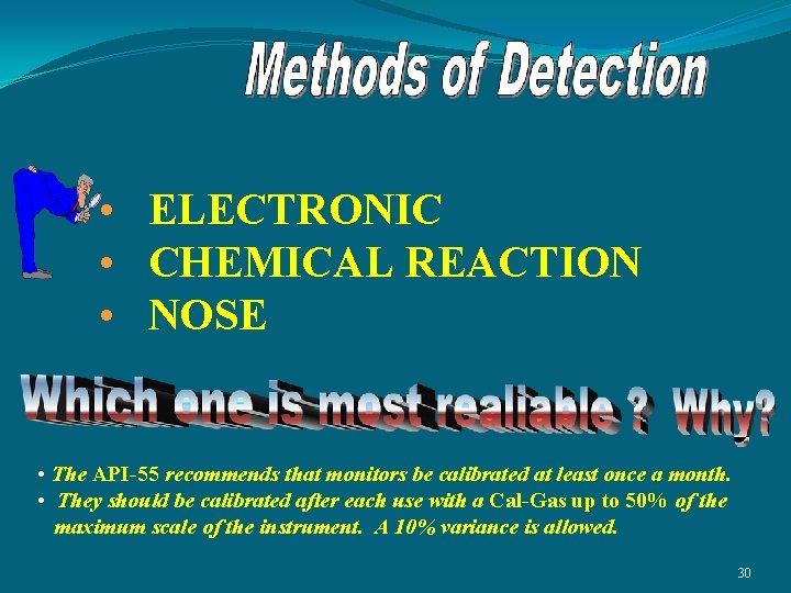  • ELECTRONIC • CHEMICAL REACTION • NOSE • The API-55 recommends that monitors
