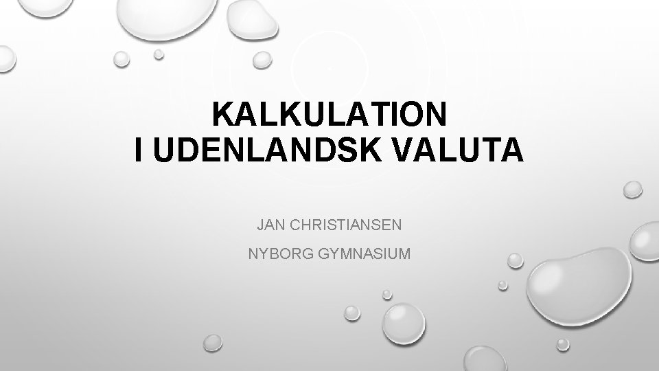 KALKULATION I UDENLANDSK VALUTA JAN CHRISTIANSEN NYBORG GYMNASIUM 