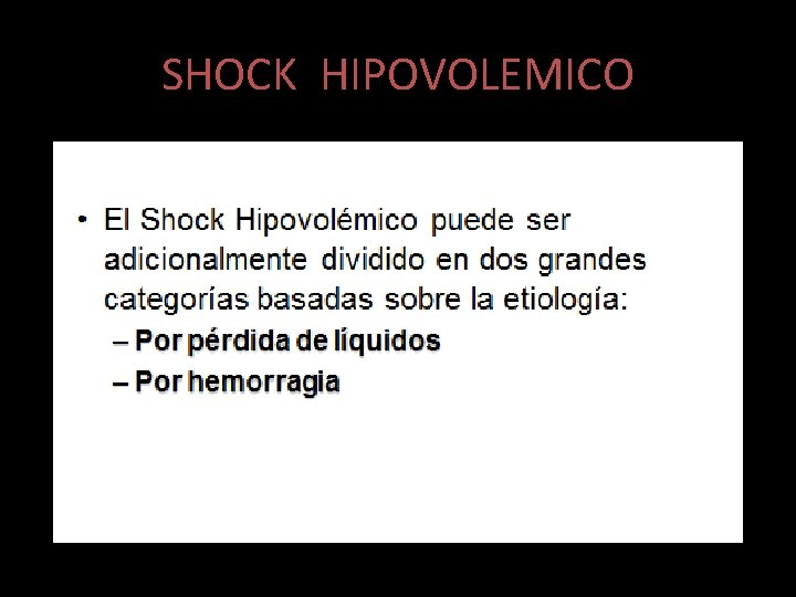 SHOCK HIPOVOLEMICO 