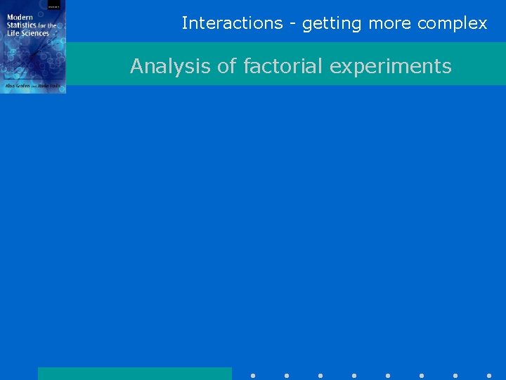 Interactions - getting more complex Analysis of factorial experiments 