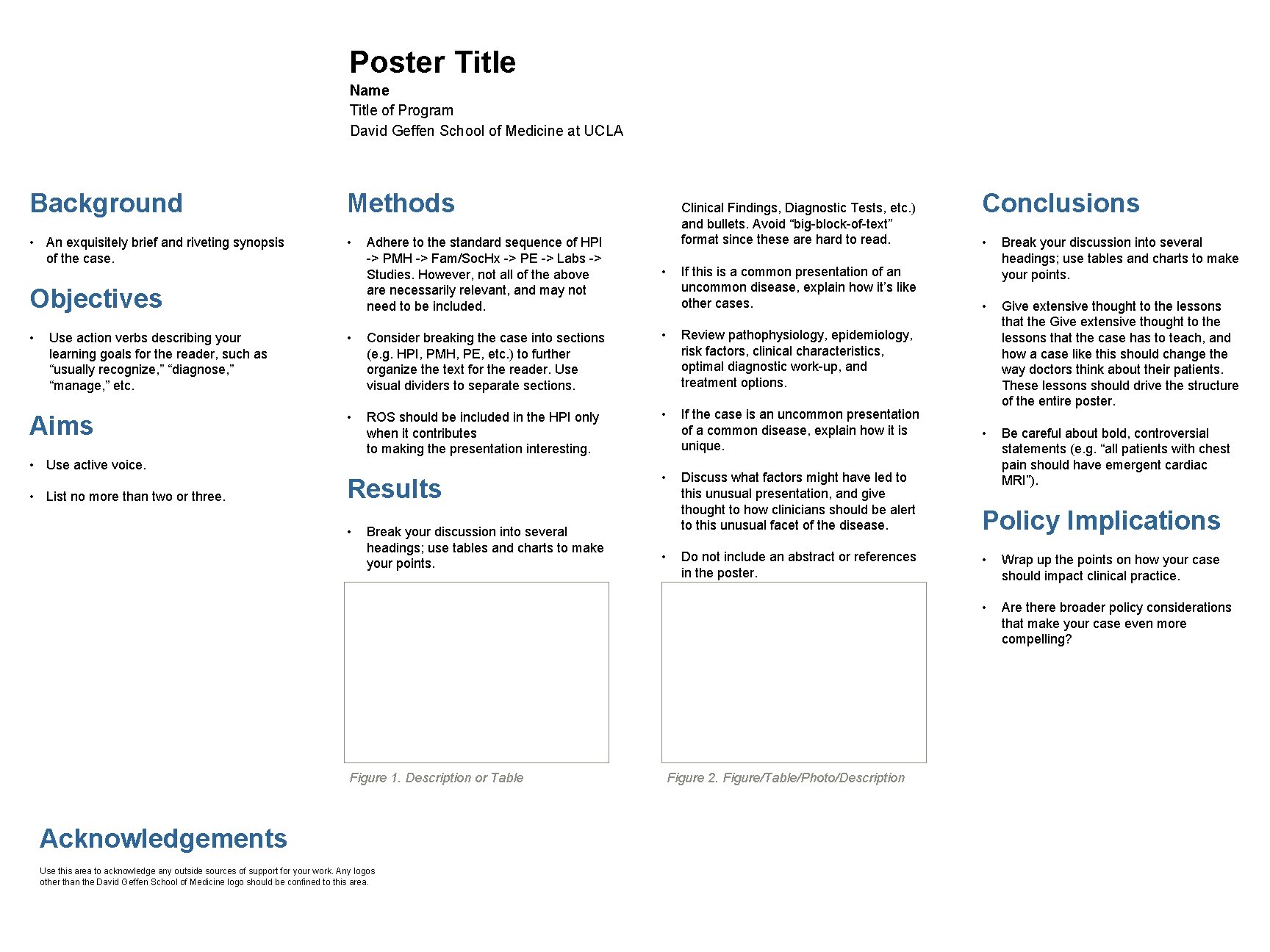 Poster Title Name Title of Program David Geffen School of Medicine at UCLA Background