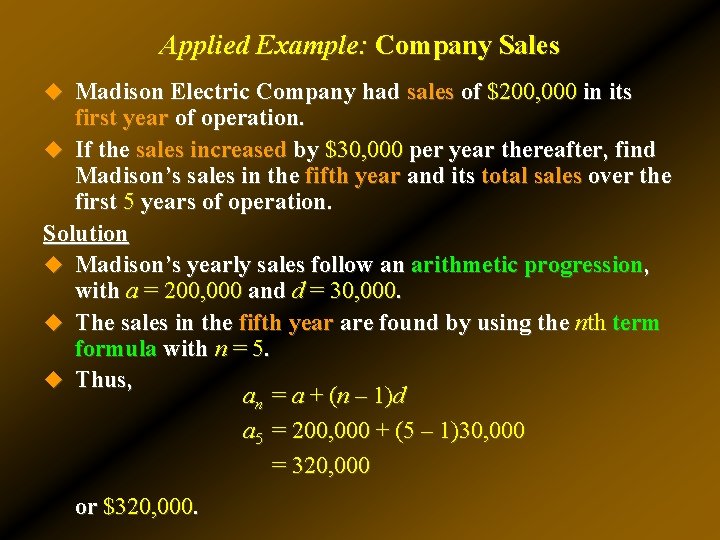 Applied Example: Company Sales u Madison Electric Company had sales of $200, 000 in Applied Example: Company Sales u Madison Electric Company had sales of $200, 000 in