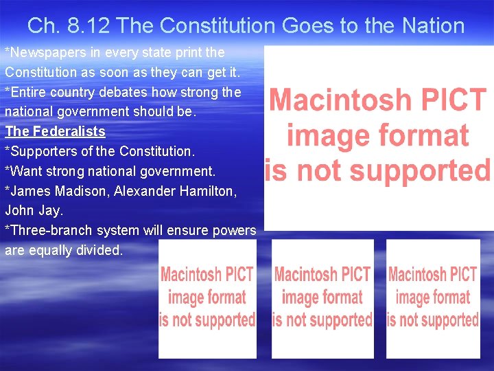 Ch. 8. 12 The Constitution Goes to the Nation *Newspapers in every state print